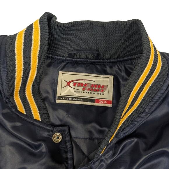Vintage Michigan University Satin Bomber Jacket Script Wolverines U of M Size XL - Picture 7 of 8